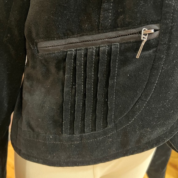 DKNY Black Velvet Cropped Jacket City Chic Y2K Dark Academia testicles Blazer M - Picture 4 of 11